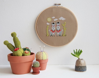 Hola Llama modern cross stitch pattern PDF download - includes chart and instructions