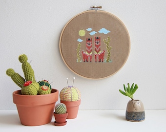 Awesome Alpacas modern cross stitch pattern PDF download - includes chart and instructions