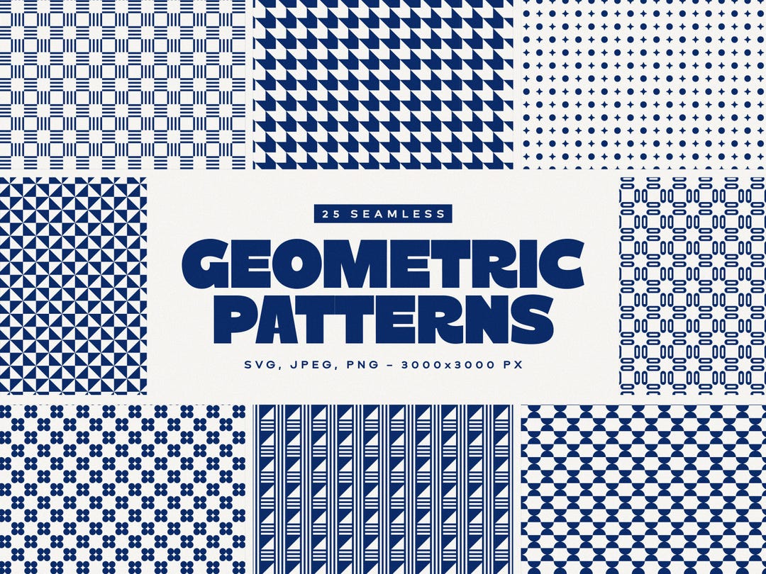 25 Seamless Blue Geometric Patterns – Design Resource – Vector Patterns ...
