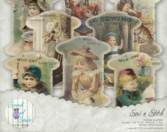 Thread Keepers - Lace - Ribbon - Elastic, Thread Tidy, Sewing, Needlework, Embroidery, Collage Sheet, Sewingroom Supplies - Sew a Stitch