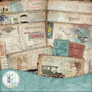 Digitales Journal mit Seiten 8,5 "x 11" und 5 "x 7", Journal Ephemera, Junk-Journal, Papierbastelbedarf, Vintage-Werbung - Vintage Travel