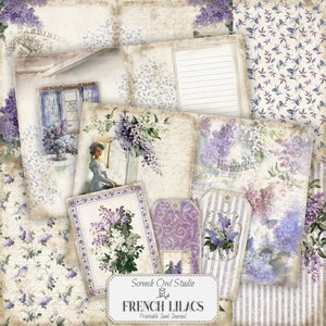 Journal imprimable des indésirables, pages de journalisation et éphémères, fleurs lilas, créations en papier, scrapbooking, téléchargement numérique instantané - lilas français