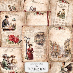 Victorian Printable Junk Journal and Ephemera, Victorian Era, Vintage Ladies Journal, Journaling, Scrapbooking, Paper Craft - Victorian Rose
