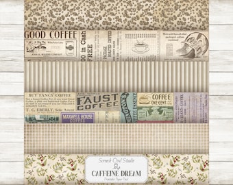 Vintage Coffee Advertisements Paper Pack: Junk Journal Ephemera (Digital Download)