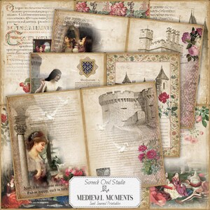 Medieval Junk Journal Kit: Printable Ephemera, Scrapbook Pages (Digital Download)