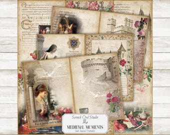 Medieval Junk Journal Kit: Printable Ephemera, Scrapbook Pages (Digital Download)