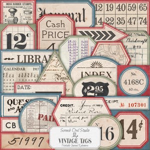 Printable Vintage Ephemera, Small Ephemera, Journal Tuck Spots, Labels, Junk Journal Ephemera, Paper Craft - Vintage Tags