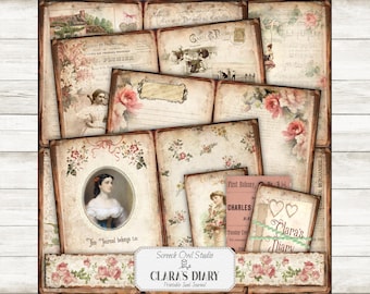 Printable Vintage Junk Journal and Ephemera -  Clara's Diary