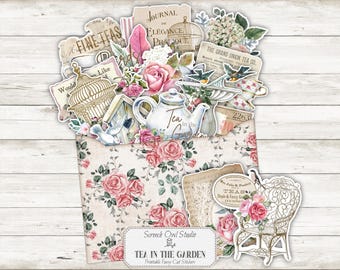 Pegatinas imprimibles de Tea Garden: Efímeras de diario basura (Descarga digital)