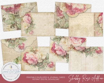 Shabby Rose Journal Cards and Envelopes: Printable Ephemera (Digital Download)