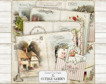 Printable Cottage Garden Journal: Vintage Ephemera, Scrapbooking (Digital Download)