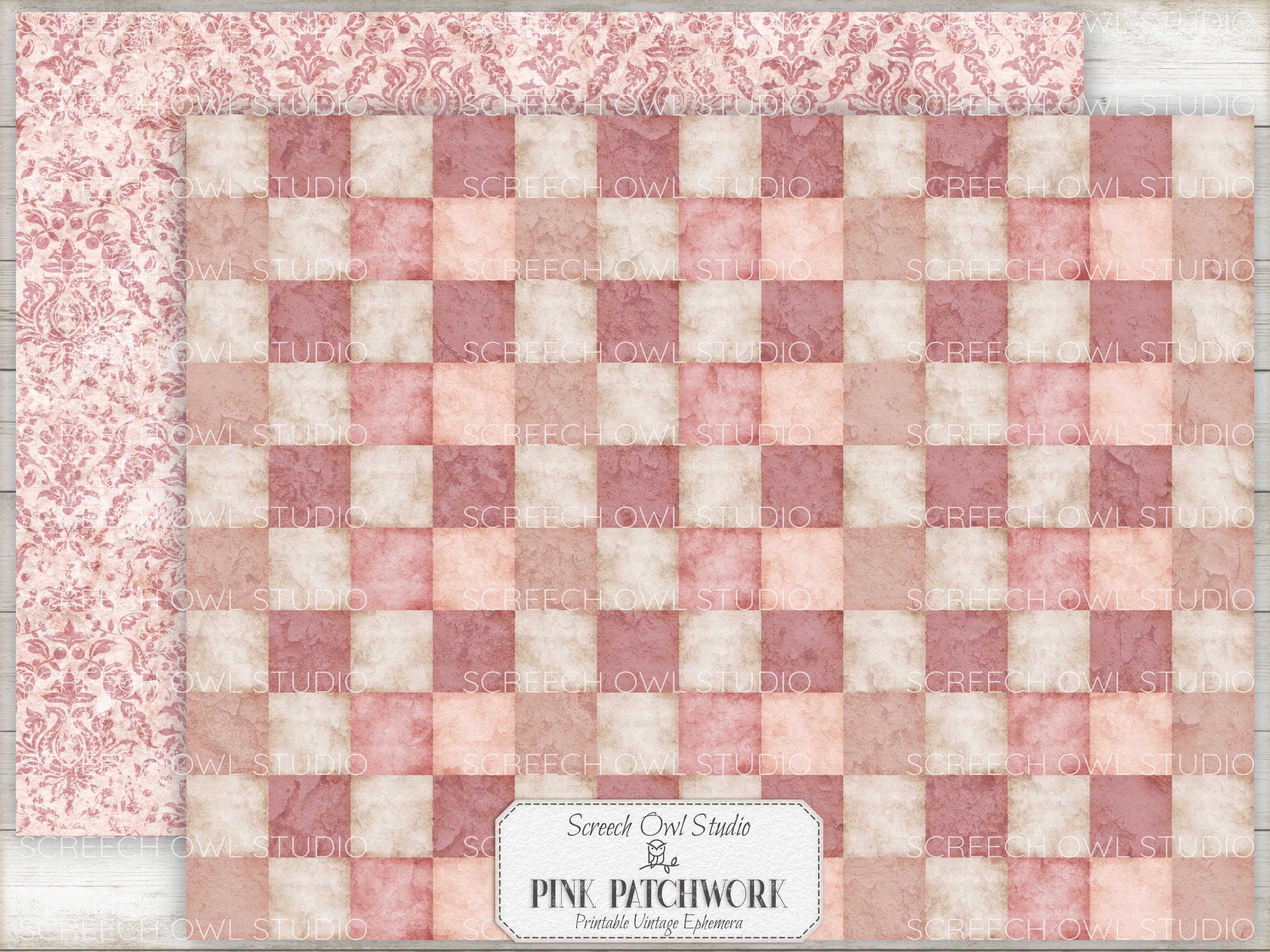 Pink Patchwork Printable Paper Pack: Scrapbooking, Cardmaking (digital ...
