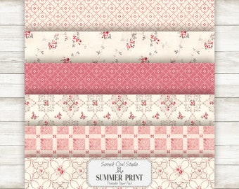 Summer Prints Paper Pack: Vintage Floral Scrapbook Paper (Digital Download)