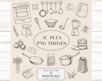 Cooking Clipart, Recipe Book, Digistamps, PNG Images, Digital Download