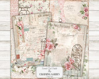 Garden Collage Papers: Junk Journal Scrapbook Printables (Digital Download)