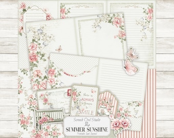 Sommer Blumen Journal Kit: Druckbare Ephemera, Fussy Cuts (Digitaler Download)