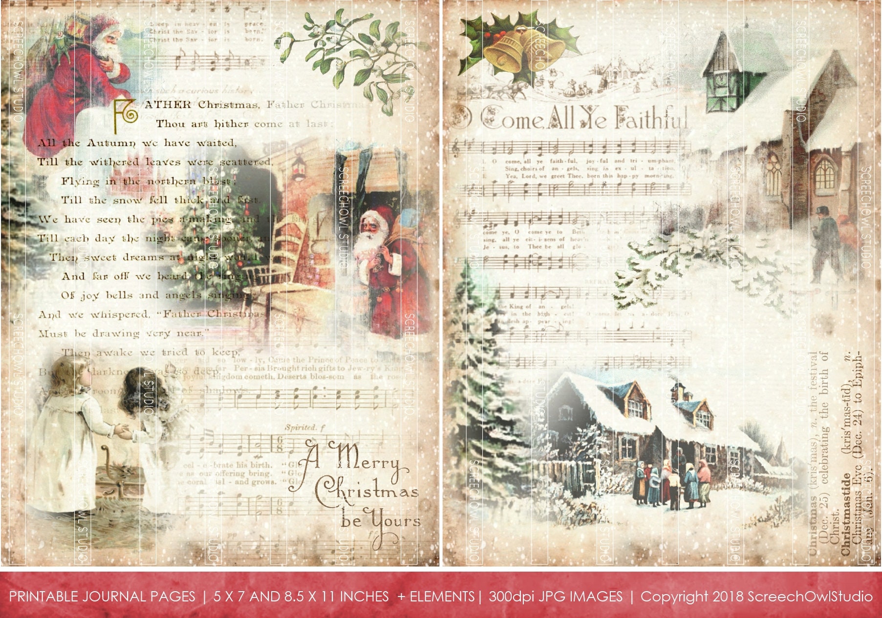 Printable Christmas Journal Pages Santa Claus Christmas - Etsy