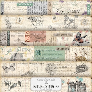 Nature Study Paper Pack #3: Vintage Ephemera, Junk Journal (Digital Download)