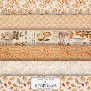 Herbstfarben Papier Set, Junk Journal, Journaling, Scrapbooking, Kartenherstellung, Papierhandwerk - Herbst Blätter Add-on