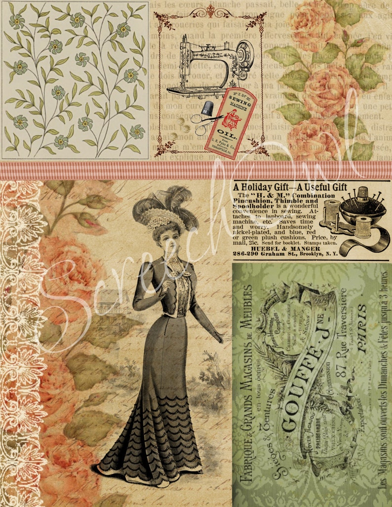 vintage decoupage paper ephemera collage scrapbooking paper etsy