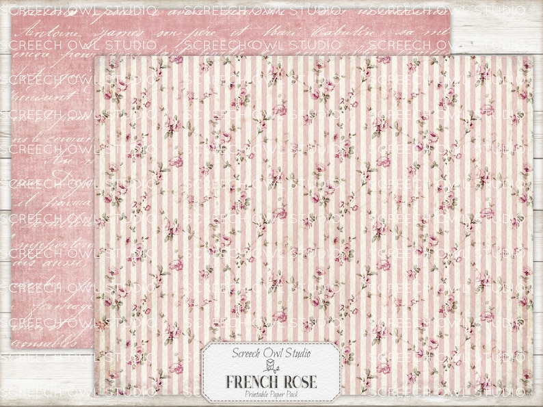 French Rose Printable Paper Pack: Junk Journal, Scrapbook (digital ...