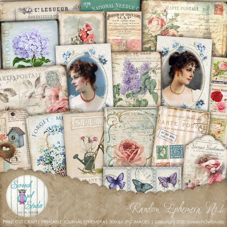 Collage Sheet Printable Journal Ephemera Paper Craft image 0