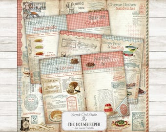 Printable Vintage Recipe Journal: Cookery Book Ephemera (Digital Download) - The Housekeeper