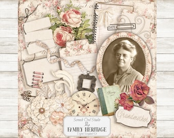 Family Heritage Scrapbooking Kit: Vintage Grandmother Ephemera, Papers (DIGIKIT)