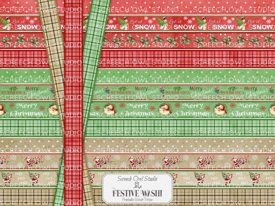 Printable Christmas Washi Tape, Scrapbooking, Card Making, Paper Crafts ...