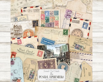 Vintage Postal Ephemera: Junk Journal Collage Sheets (Digital Download)