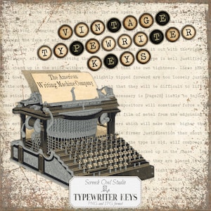 Alfabet clipart, papier ambachtelijke benodigdheden, dagboek en scrapbooking elementen, kaarten maken, alfanumeriek - vintage typemachinetoetsen