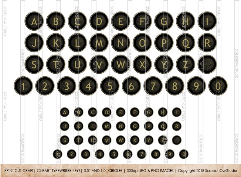 Vintage Typewriter Keys Alphabet Paper Craft Supplies Etsy