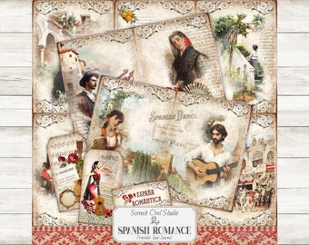 Printable Spanish Romance Junk Journal Kit (Digital Download)