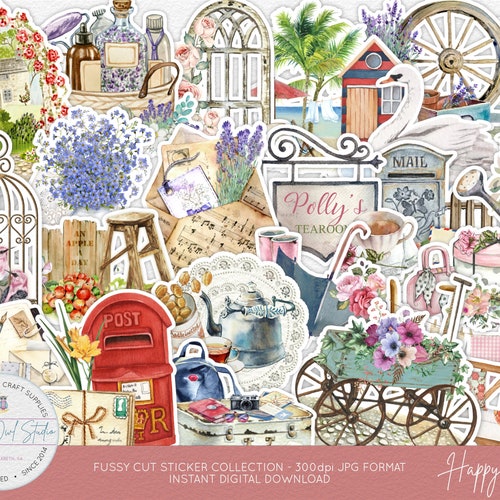 Printable Fussy Cut Stickers Journaling Card Making and - Etsy