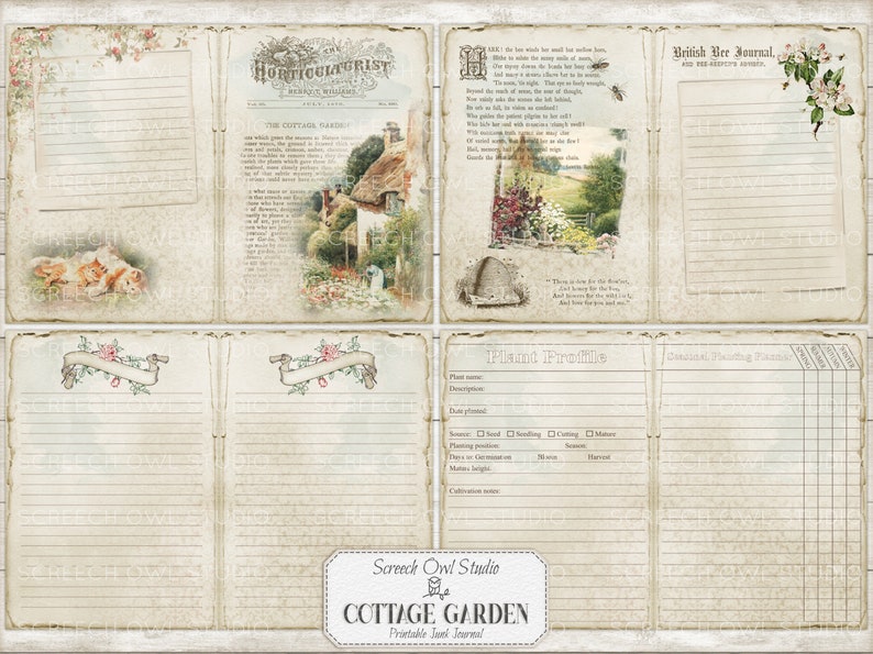 Printable Cottage Garden Journal: Vintage Ephemera, Scrapbooking ...