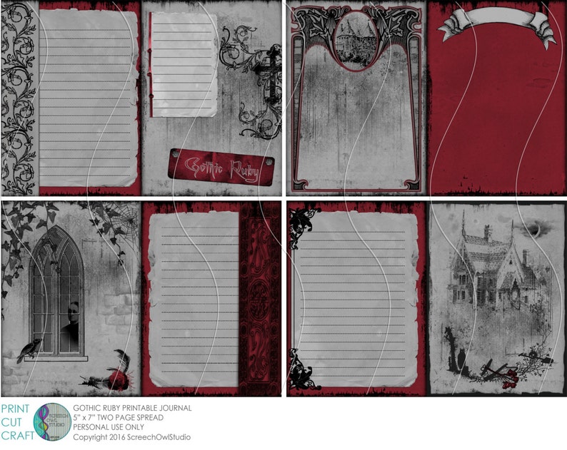 Printable Gothic Journal Digital Junk Journal Pages 5 X 7 - Etsy