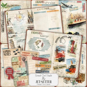 Planner e diario di viaggio stampabile, diario di viaggio spazzatura, forniture per lavoretti di carta, scrapbooking, download immediato - Jet-Setter