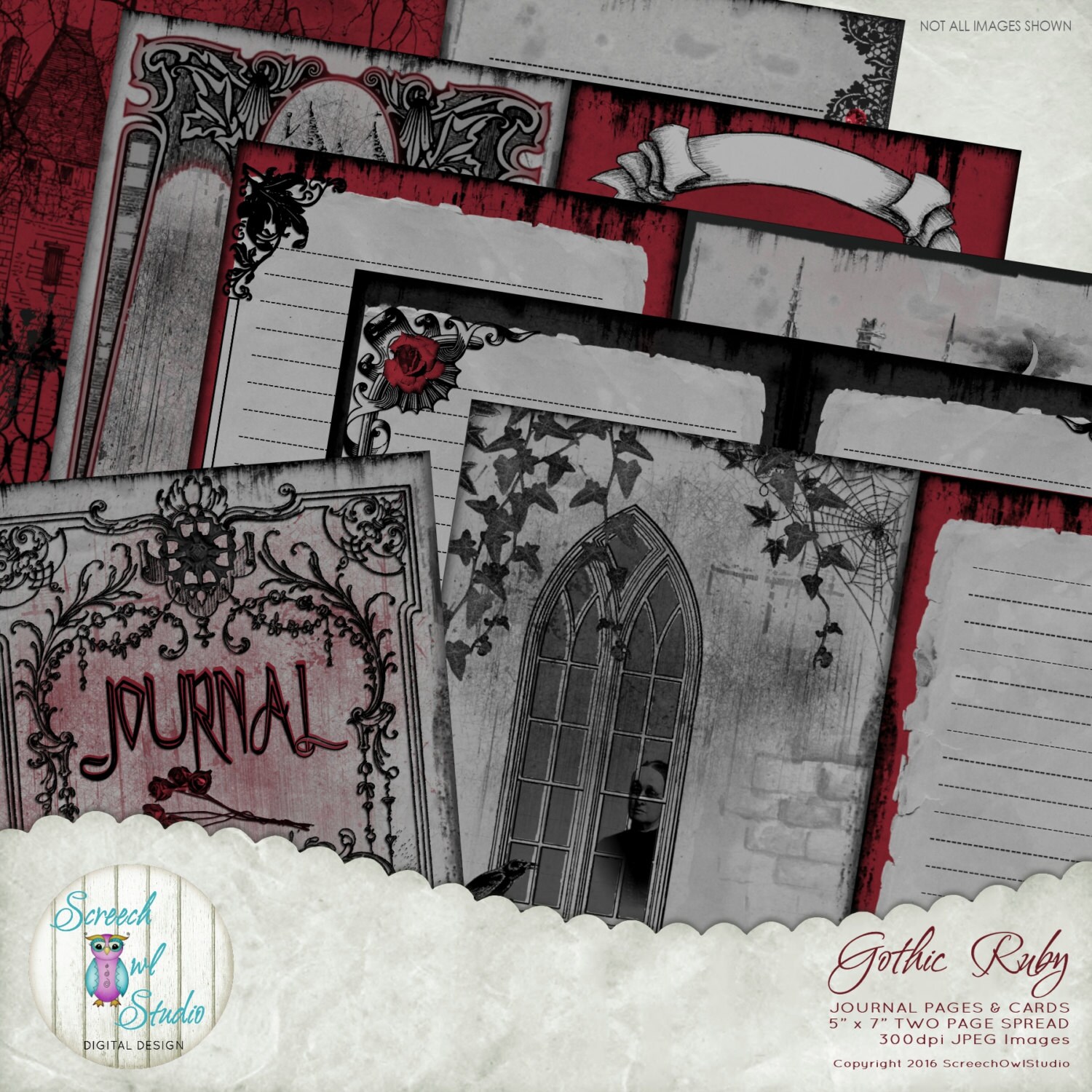 Printable Gothic Journal Digital Junk Journal Pages 5 X 7 Etsy New