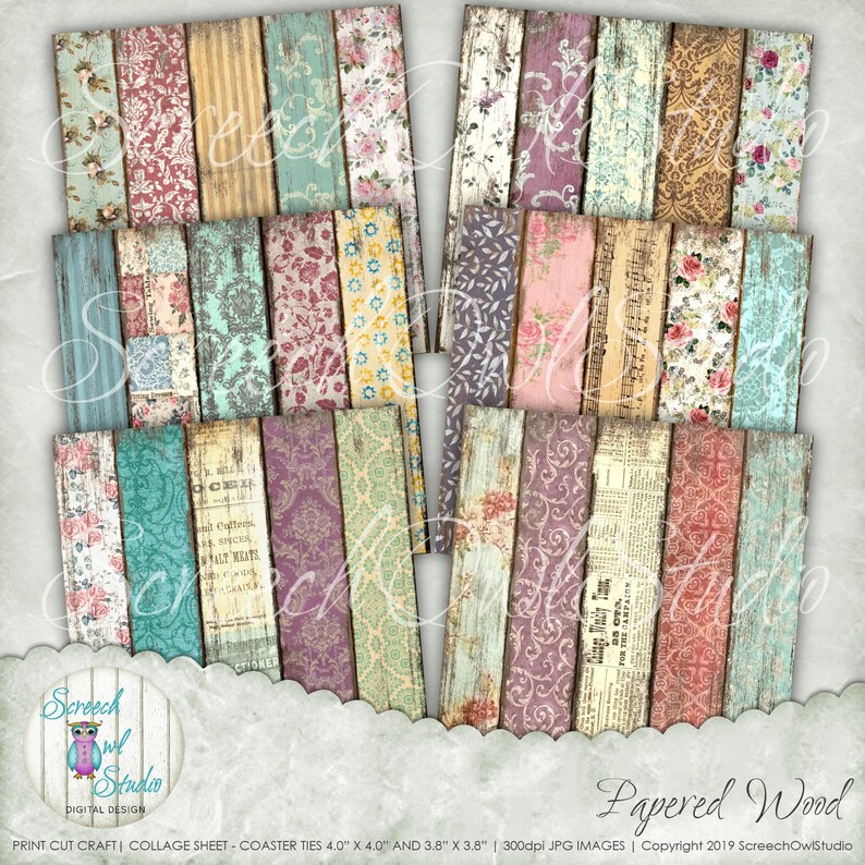 Digital Collage Sheet Squares Coaster Tiles Printable image 0