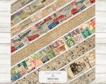 Printable Washi Tape, Vintage Ephemera, Junk Journal Elements