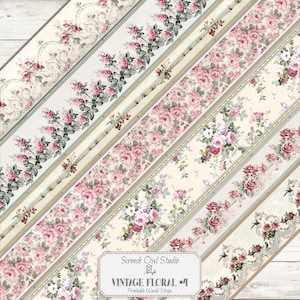 Afdrukbare washitape, lengtes van 11 inch, efemere rommeljournaal, kaarten maken, scrapbooking, ambachtelijke papierbenodigdheden - vintage randen #4