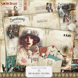 Vintage Journal Pages and Ephemera, Printable Paper Craft Supplies, Junk Journal, Scrapbooking - The Roaring Twenties