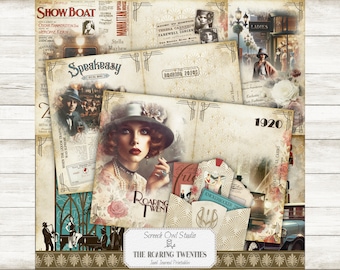 Vintage Journal Pages and Ephemera, Printable Paper Craft Supplies, Junk Journal, Scrapbooking - The Roaring Twenties