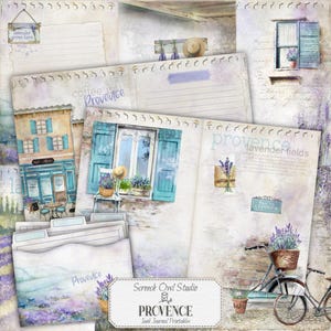 Französisches Lavendel Journal Seiten und Ephemera, bedruckbare Fussy Cut Aufkleber, Karteikarten, Papierkunst, Scrapbooking, Kartenherstellung - Provence