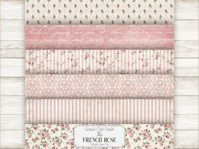 French Rose Printable Paper Pack: Junk Journal, Scrapbook (digital ...