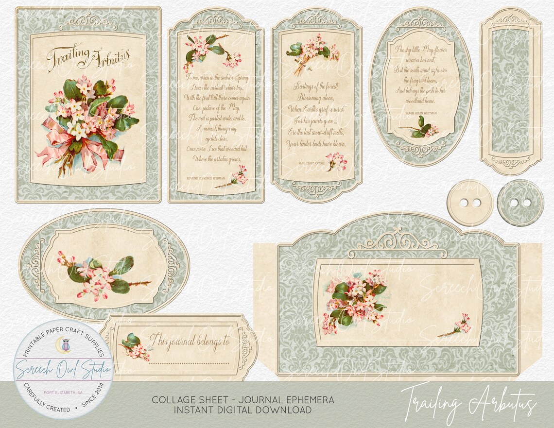 Journaling Ephemera Printable Paper Craft Supplies Weekly - Etsy