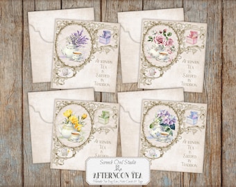 Floral Watercolor Tea Party Printables, Sachets, Cards, Tags - Afternoon Tea (Digital Download)