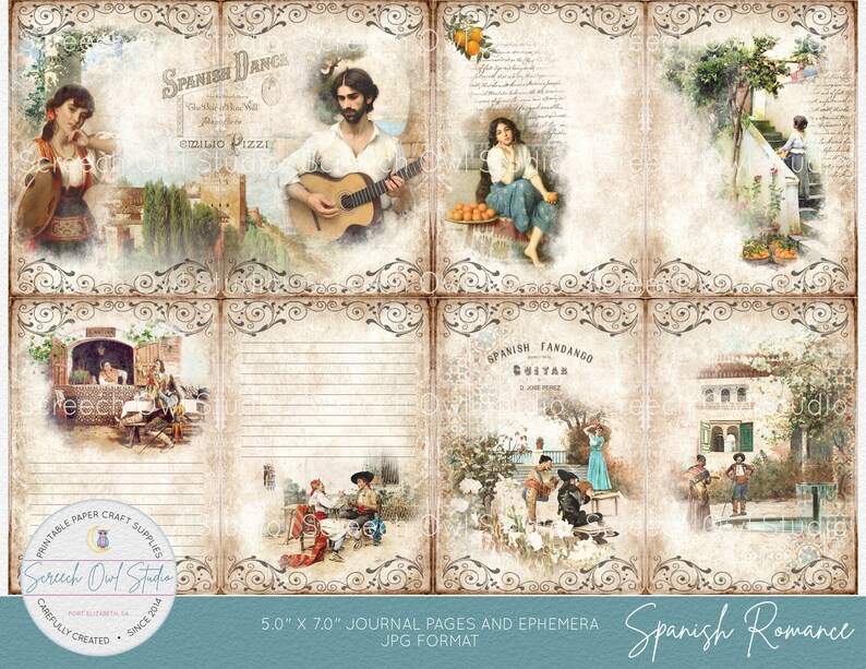 Vintage Spanish Printable Junk Journal Travel Journal Paper Etsy