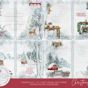 Printable Christmas Journal Kit, 5 X 7 Inch Journaling Pages, Winter ...