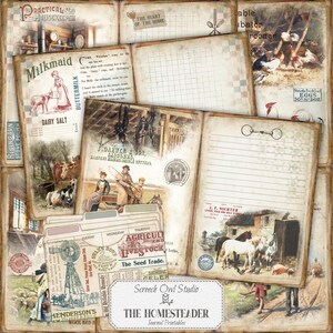 Carnet de voyage à imprimer pour la ferme, animaux de la ferme, journal éphémères, vie à la ferme, fournitures créatives en papier - The Homesteader